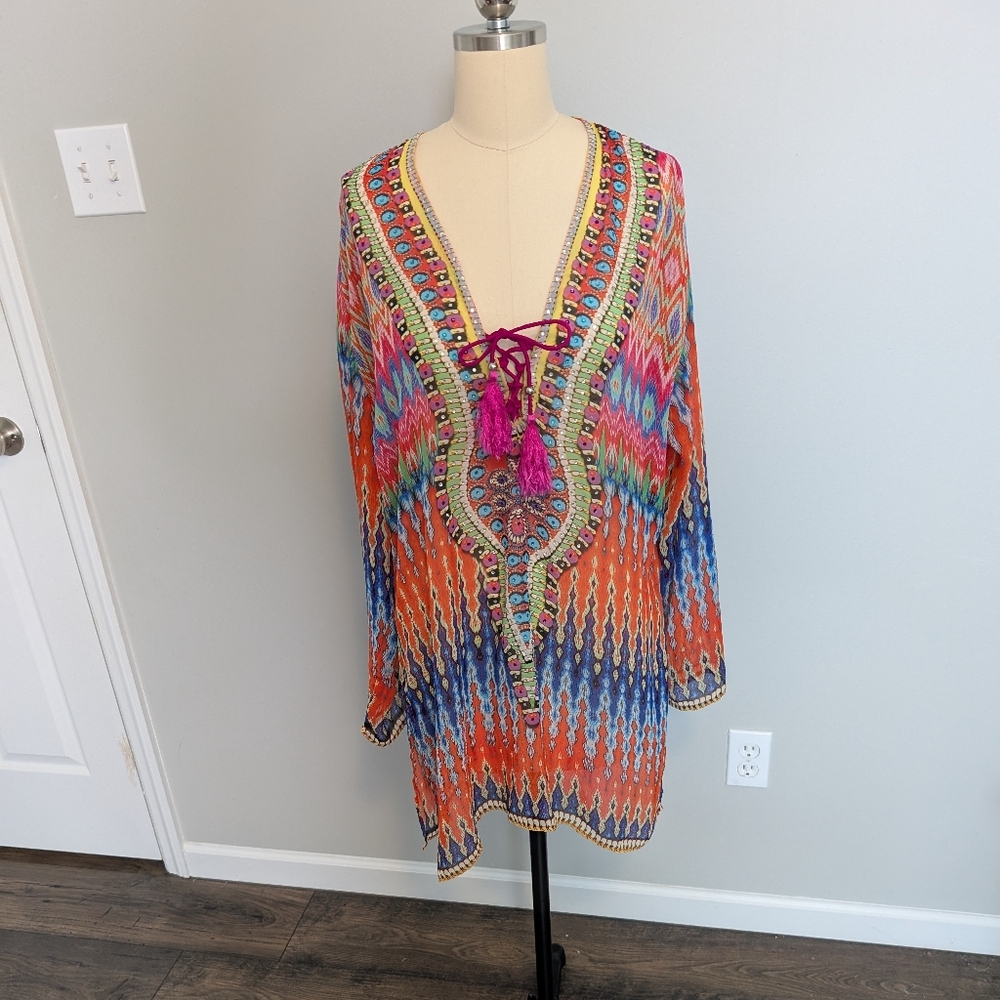 True Colours La Moda‎ Vibrant Multicolor Women's Swim Coverup Tunic Size L/XL
